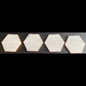Carrera Marble Hexagon Gold Rimmed Coasters (4)